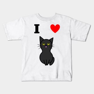 I Love Black Cats (Large Print) Kids T-Shirt